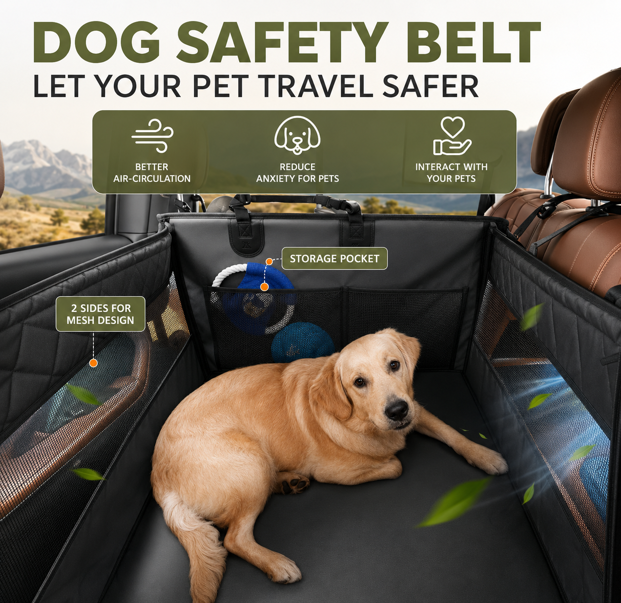 Waterproof Dog Car Seat Hammock for Medium Large Dogs