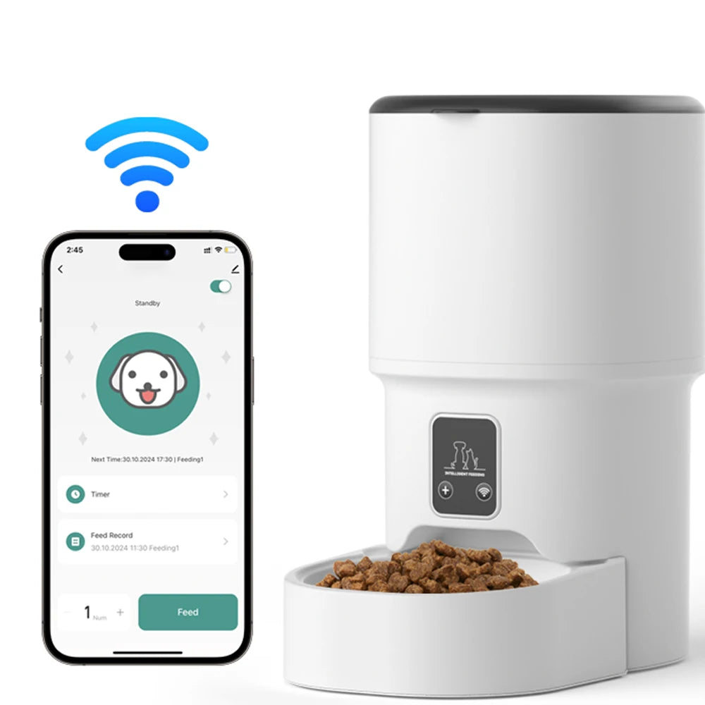 Automatic cat feeder with camera, video pet feeder, 2.4G cat food dispenser, automatic dog feeder