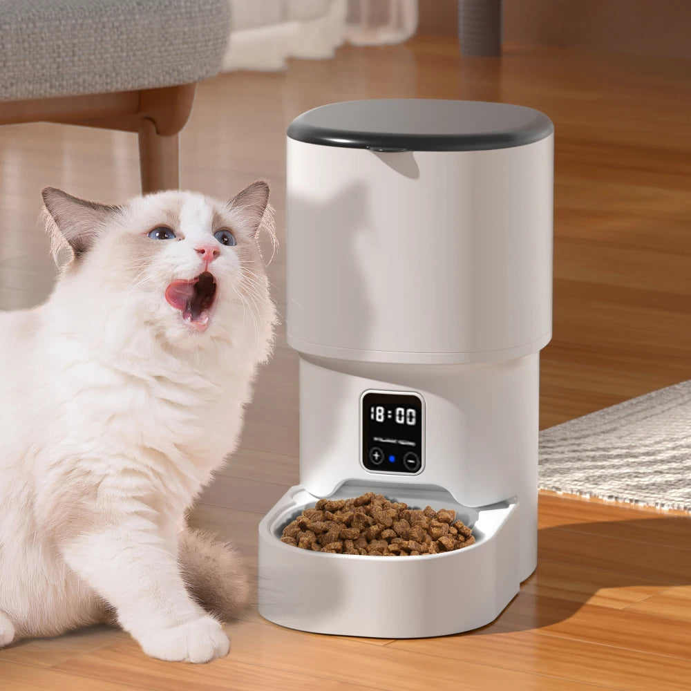 Automatic cat feeder with camera, video pet feeder, 2.4G cat food dispenser, automatic dog feeder