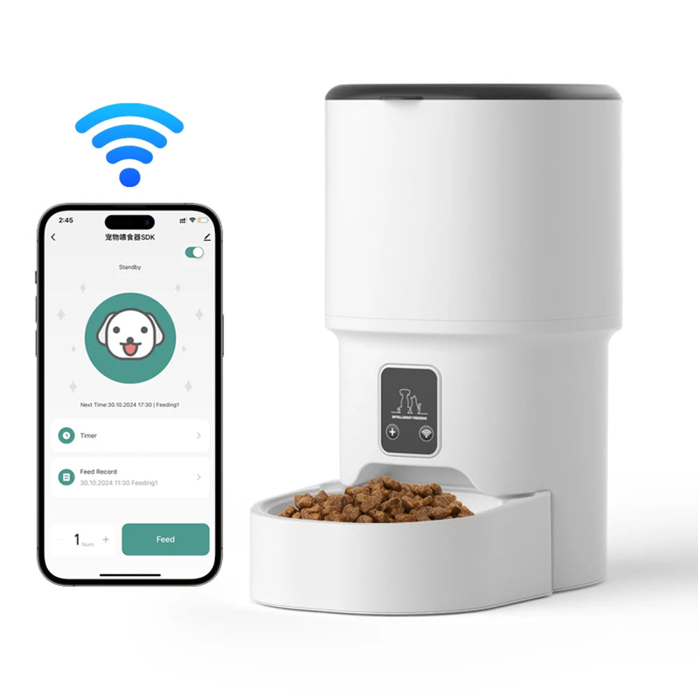 Automatic cat feeder with camera, video pet feeder, 2.4G cat food dispenser, automatic dog feeder