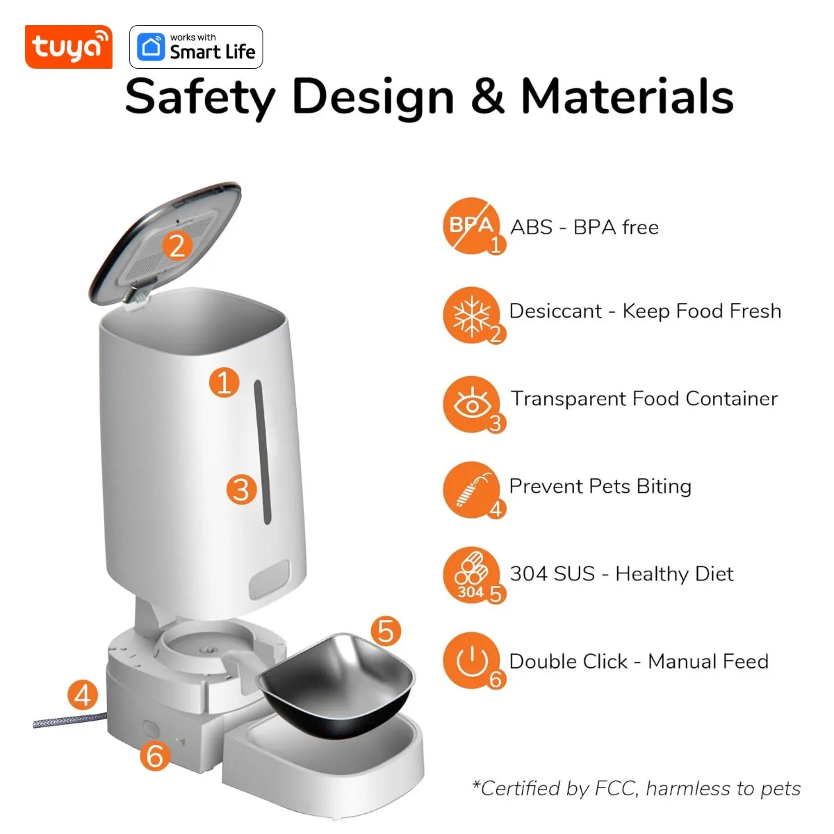 FURLIVIO™ WiFi Automatic Cat Feeders for 2 Cats, 4L Cat Food Dispenser with APP Control, Double Stainless Steel Bowls, Low Food Alarms